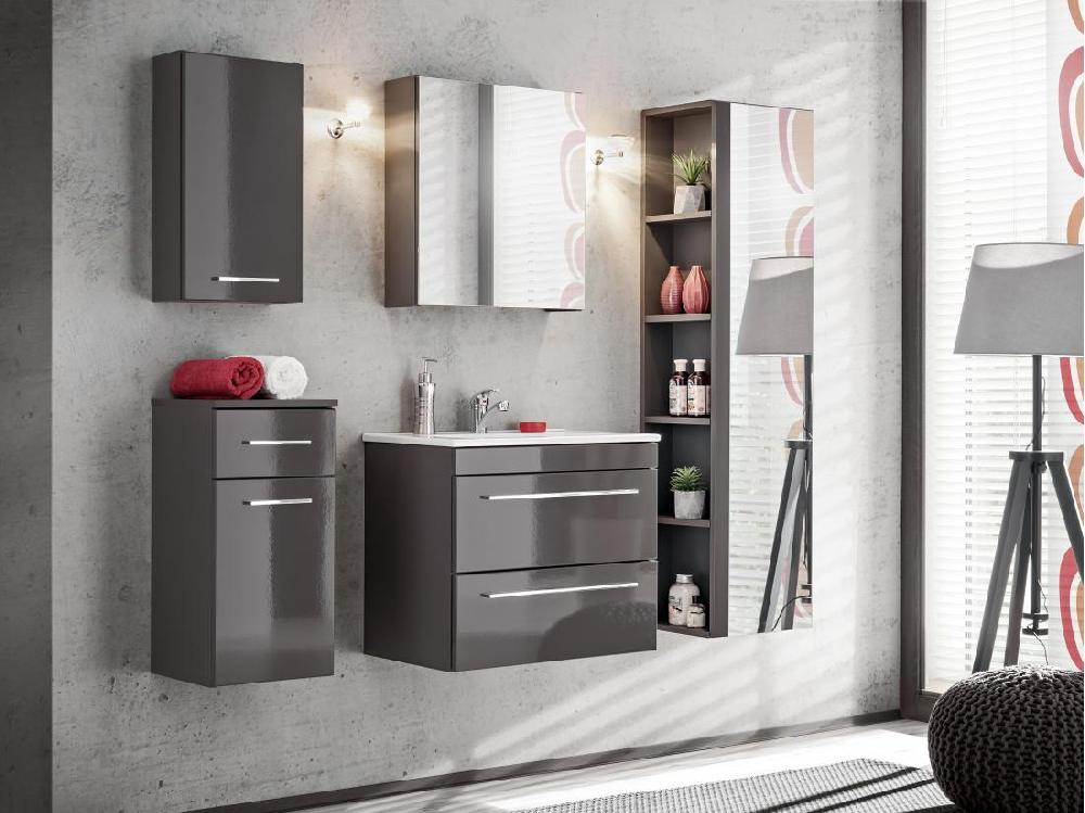 vente unique Armoire de toilette avec miroir - Gris - L50 x H55 cm - MOLLY
