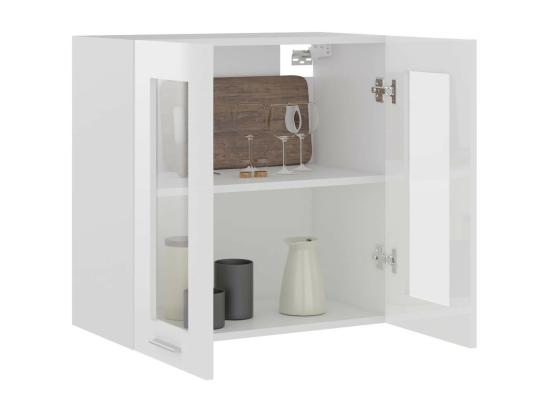 Vente Unique Armoire En Verre Suspendue Blanc Brillant 60x31x60