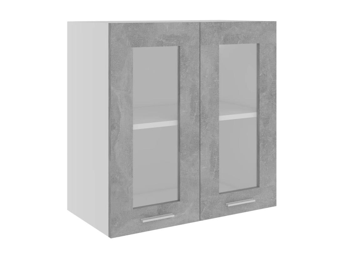 Vente Unique Armoire En Verre Suspendue "Lyon" Gris Béton Bois D'ingénierie