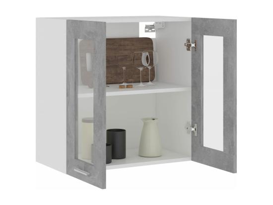 Vente Unique Armoire En Verre Suspendue "Lyon" Gris Béton Bois D'ingénierie