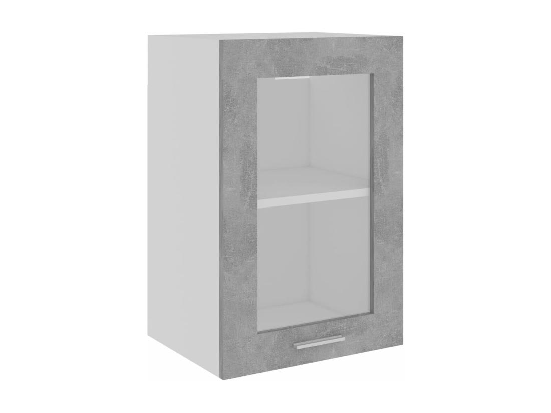 Vente Unique Armoire En Verre Suspendue "Lyon" Gris Béton Bois D'ingénierie
