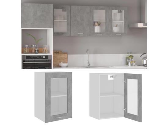 vente unique Armoire en verre suspendue "Lyon" Gris béton Bois d'ingénierie
