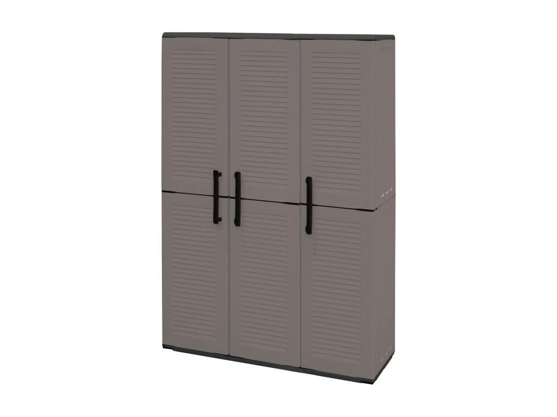 vente unique Armoire extérieure ou intérieure 3 portes et 3 niveaux en polypropylène ajustables 100% fabriqués en Itala 102x37h163 cm couleur grise