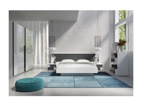 Vente Unique Armoire FULMO 2 Portes Avec Miroirs - Coloris Blanc Et Gris Effet Béton - 200 X 218 X 65 Cm