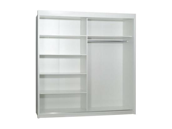 Vente Unique Armoire Garde Robe 200 Cm 2 Portes Coulissantes Avec Miroir - Blanc - Collection ARSALA