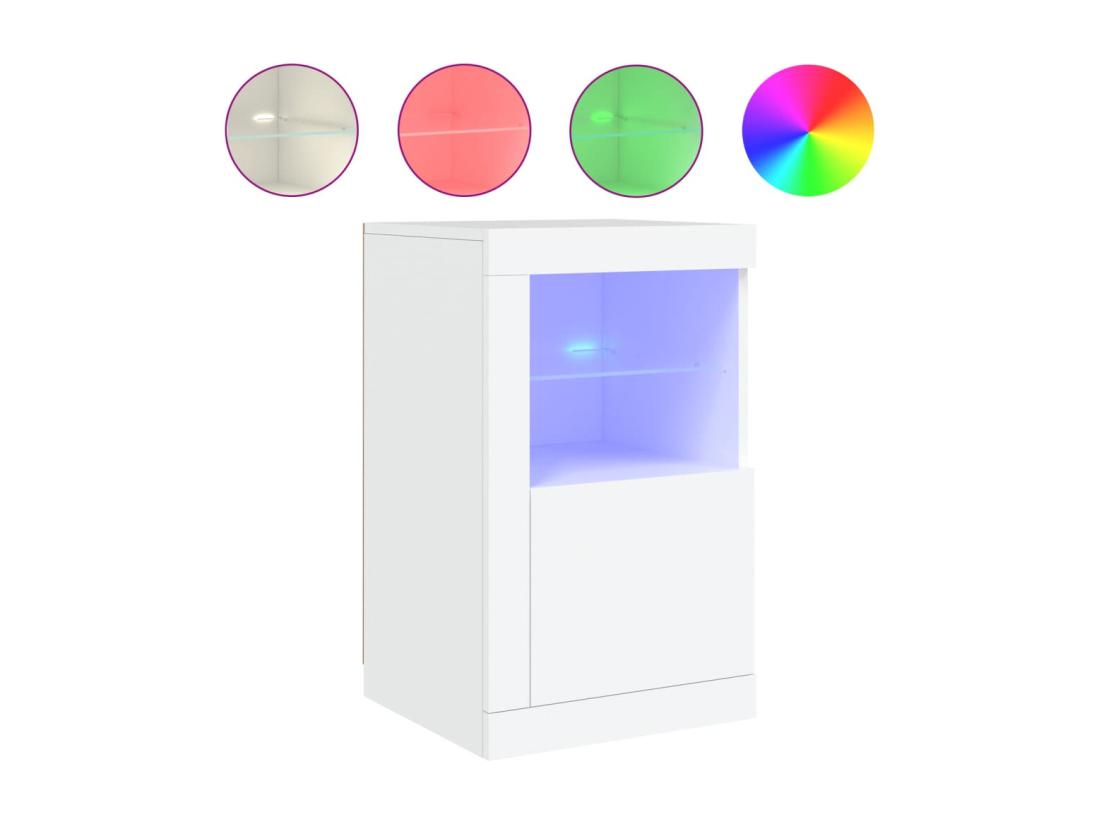 Vente Unique Armoire Latérale Avec éclairage LED Blanc Bois D'ingénierie
