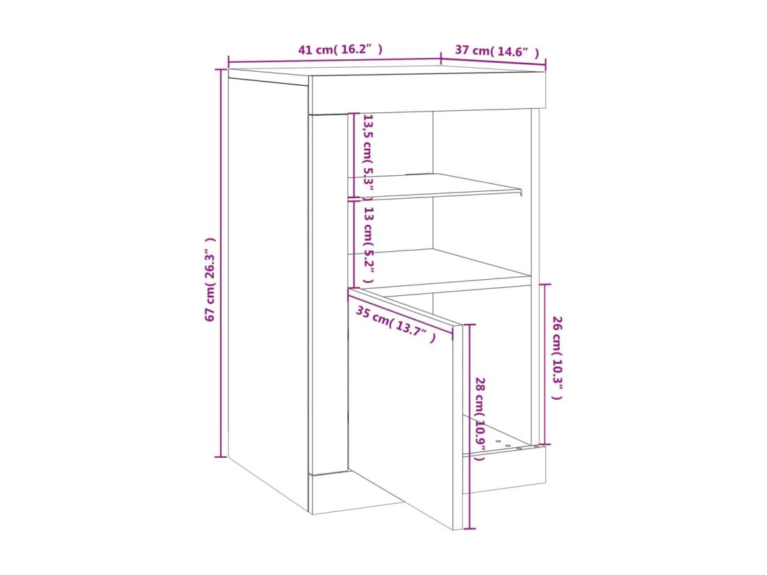 Vente Unique Armoire Latérale Avec éclairage LED Blanc Bois D'ingénierie