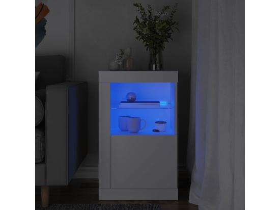vente unique Armoire latérale avec éclairage LED blanc bois d'ingénierie