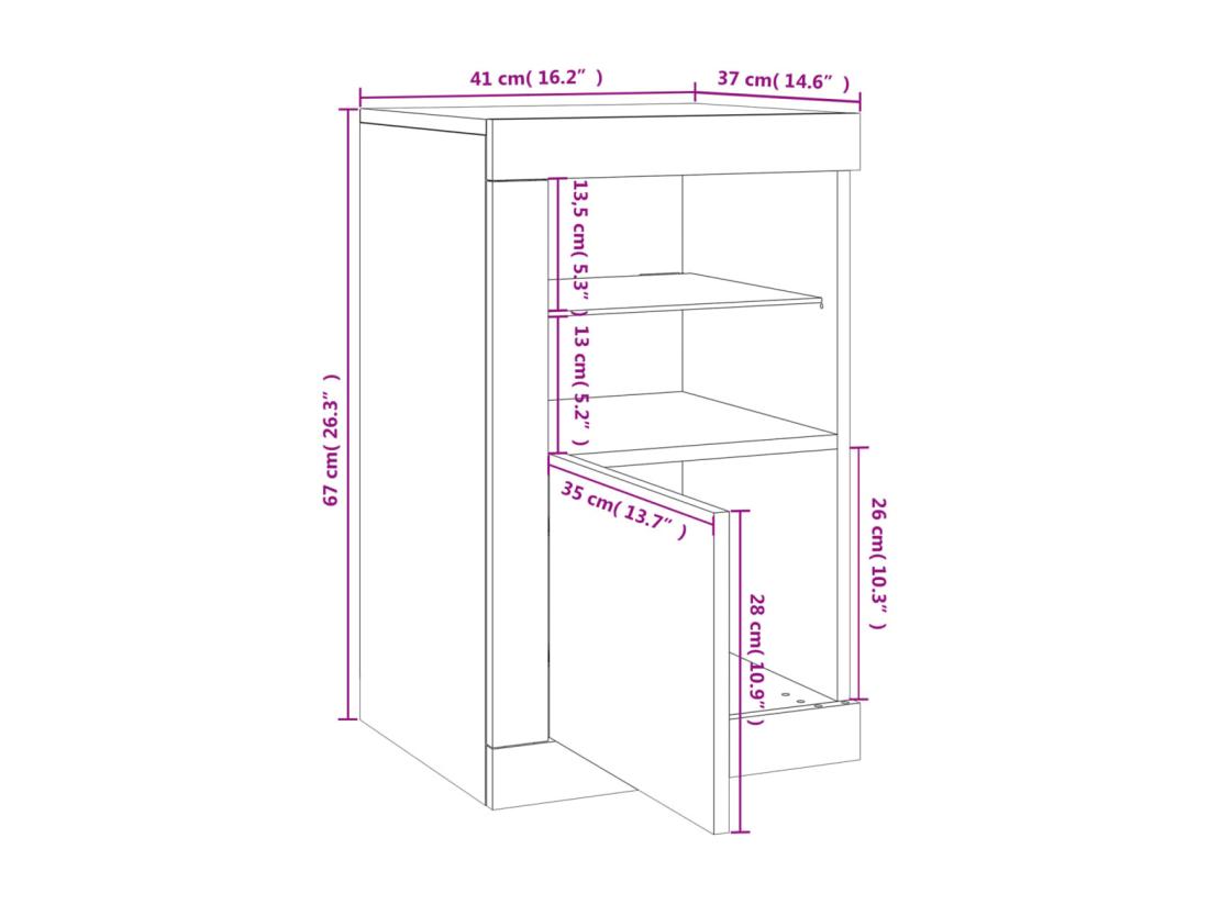 Vente Unique Armoire Latérale Avec Lumières LED Chêne Fumé Bois D'ingénierie