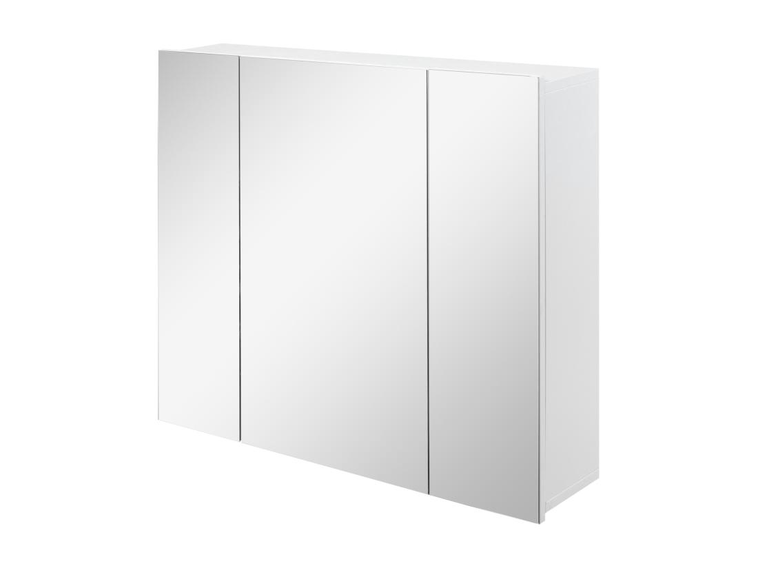 Vente Unique Armoire Miroir De Salle De Bain Armoire Murale 3 Portes 2 étagères Dim. 70L X 15l X 60H Cm MDF Blanc