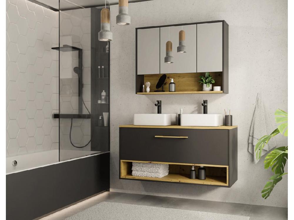 vente unique Armoire murale de salle de bain anthracite - 100 cm - YANGRA