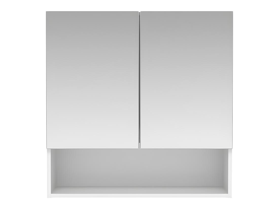 Vente Unique Armoire Murale De Salle De Bain Avec Miroir Et Niche - Blanc - ZUMPA