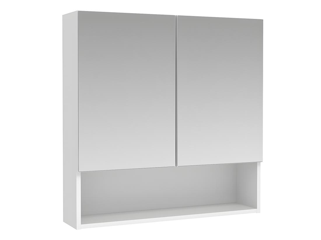 Vente Unique Armoire Murale De Salle De Bain Avec Miroir Et Niche - Blanc - ZUMPA