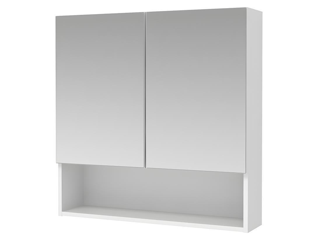 Vente Unique Armoire Murale De Salle De Bain Avec Miroir Et Niche - Blanc - ZUMPA