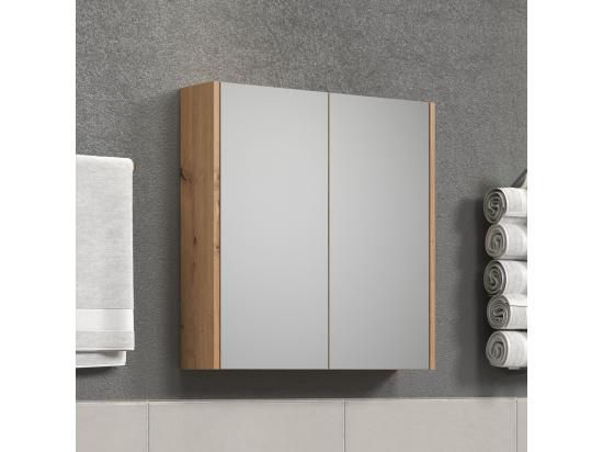 Vente Unique Armoire Murale De Salle De Bain Avec Miroir Touch Marron 69x70x15 Cm EPIKASA