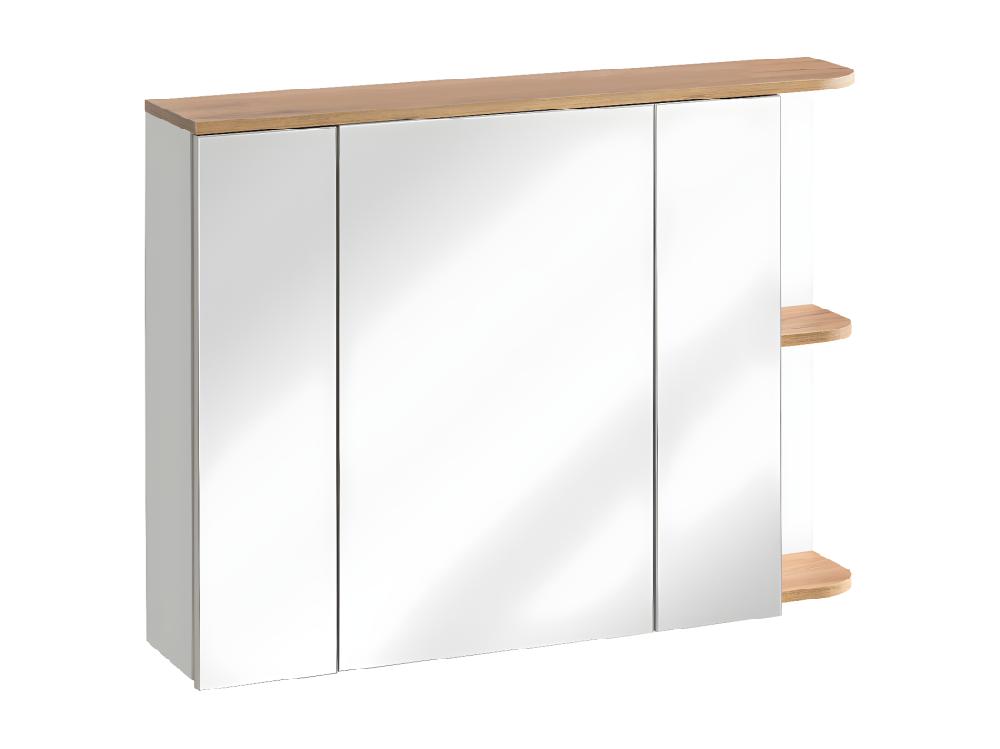 Vente Unique Armoire Murale De Salle De Bain Avec Miroirs - Coloris Naturel Clair Et Blanc - 94 Cm - ANIDA