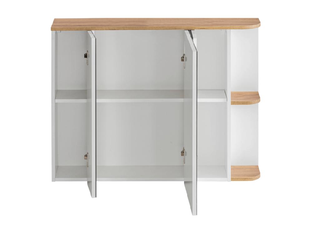 Vente Unique Armoire Murale De Salle De Bain Avec Miroirs - Coloris Naturel Clair Et Blanc - 94 Cm - ANIDA