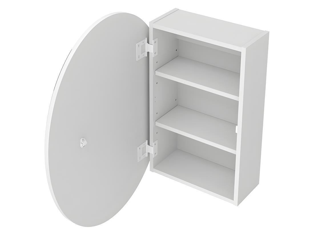 Vente Unique Armoire Murale De Salle De Bain Ovale Avec Miroir - Blanc - RURI