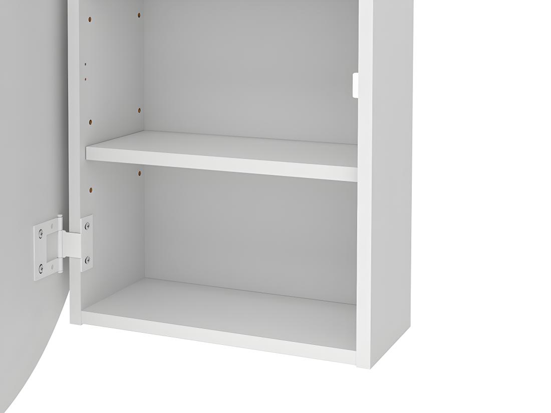 Vente Unique Armoire Murale De Salle De Bain Ovale Avec Miroir - Blanc - RURI
