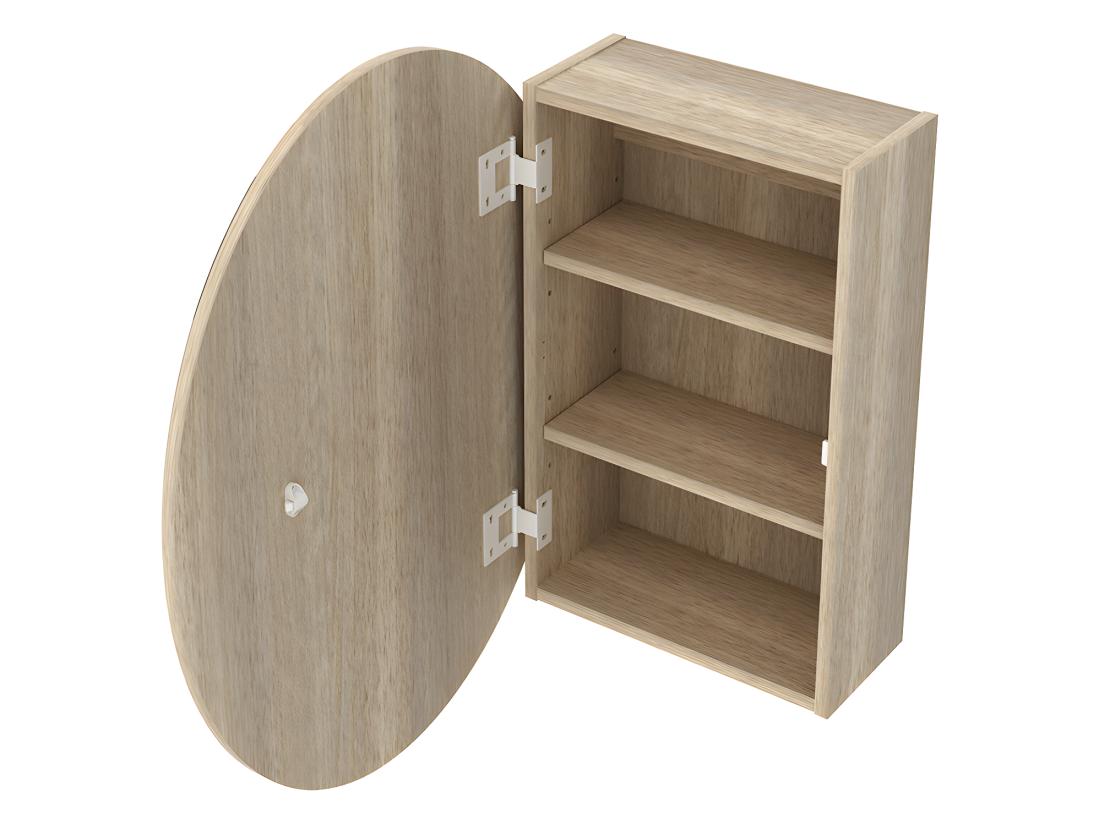 Vente Unique Armoire Murale De Salle De Bain Ovale Avec Miroir - Couleur Chêne - RURI