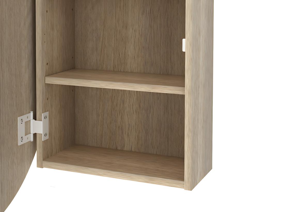 Vente Unique Armoire Murale De Salle De Bain Ovale Avec Miroir - Couleur Chêne - RURI