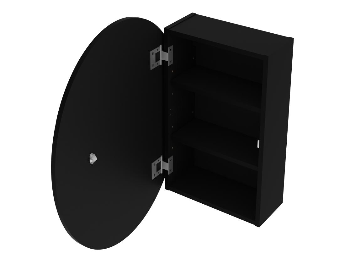 Vente Unique Armoire Murale De Salle De Bain Ovale Avec Miroir – Noir – RURI