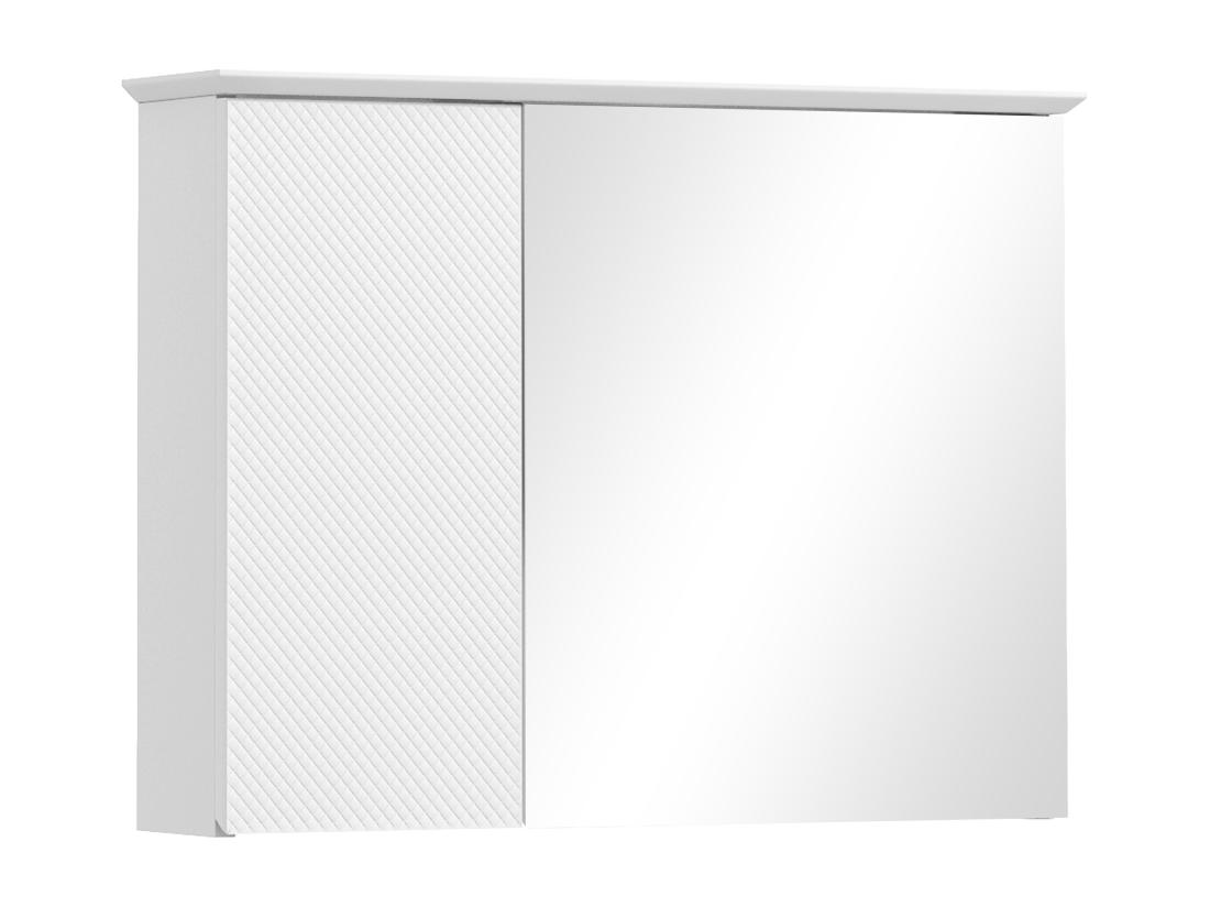 Vente Unique Armoire Murale Miroir Salle De Bain Design Contemporain 2 Portes étagères Dim. 65L X 15l X 49H Cm Blanc