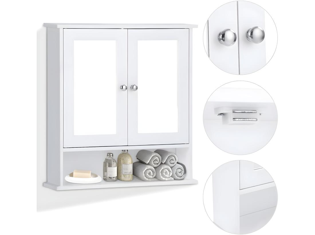Vente Unique Armoire Murale Salle De Bain Placard De Rangement Toilettes 56 5 X 13 5 X 58 5 Cm
