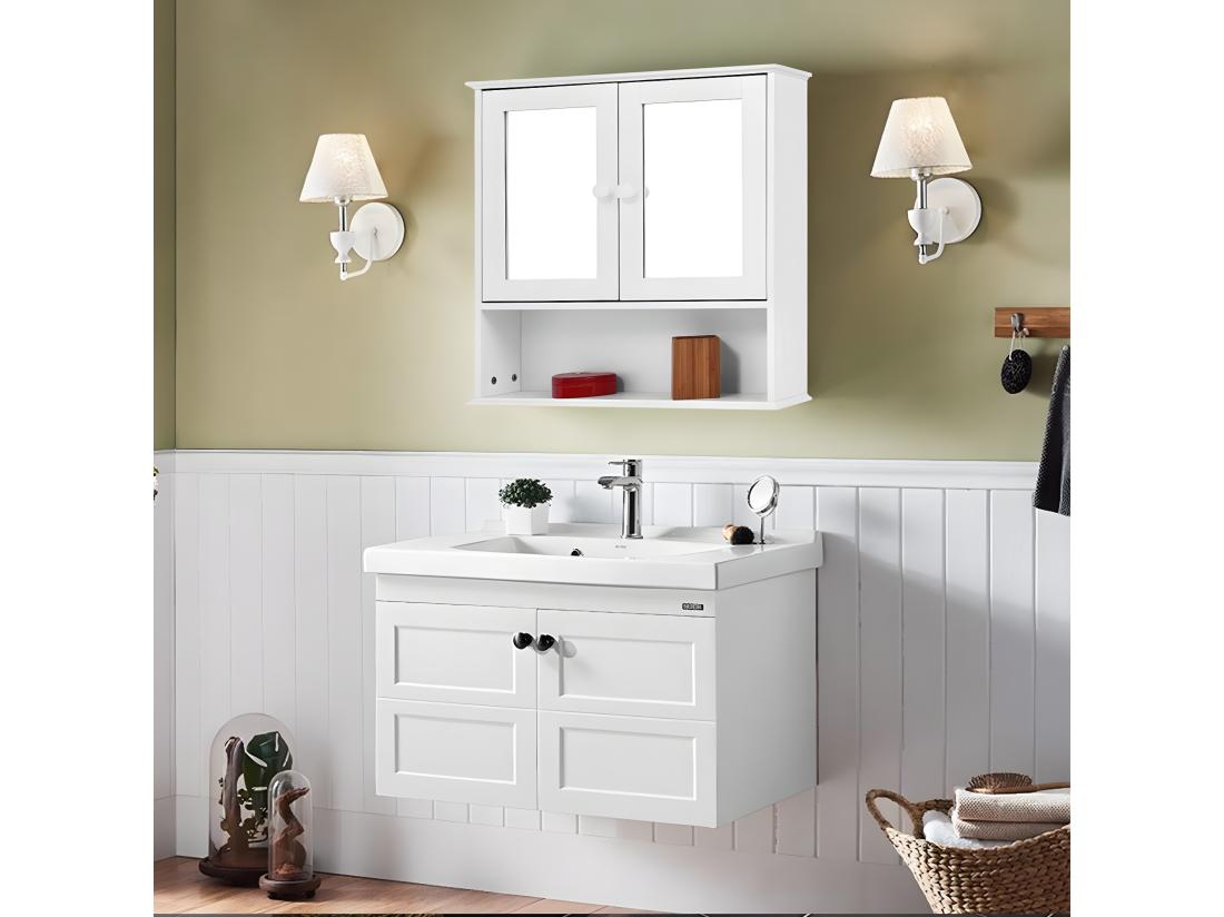 Vente Unique Armoire Murale Salle De Bain Placard De Rangement Toilettes 56 5 X 13 5 X 58 5 Cm