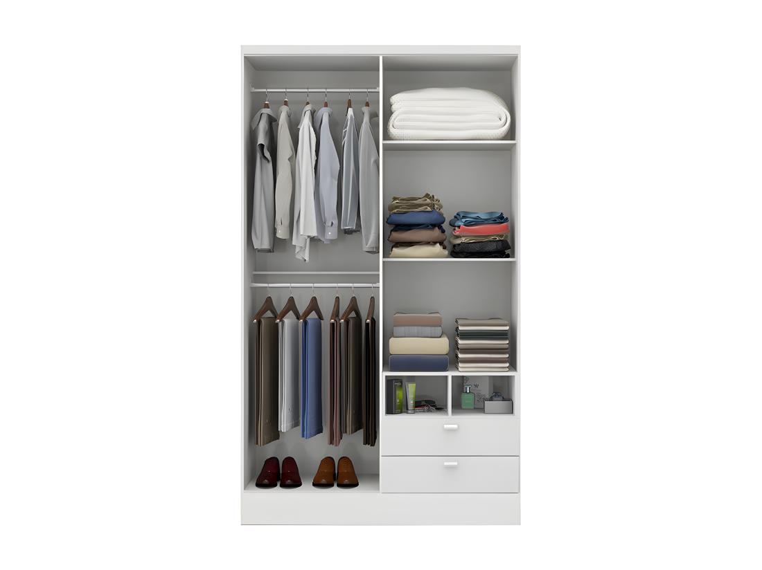 Vente Unique Armoire ODILON - 4 Portes & 2 Tiroirs - L.120 Cm - Blanc