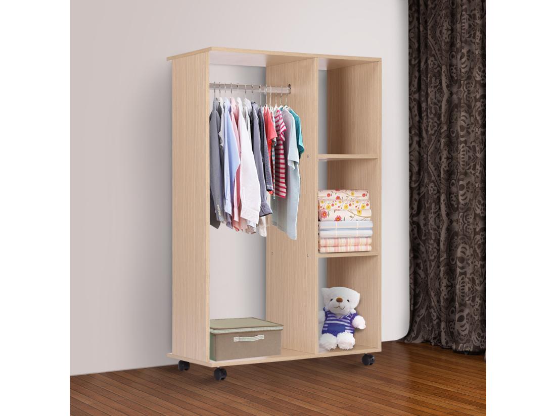 Vente Unique Armoire Penderie Armoire De Rangement Mobile Panneaux De Particules Coloris Chêne Clair