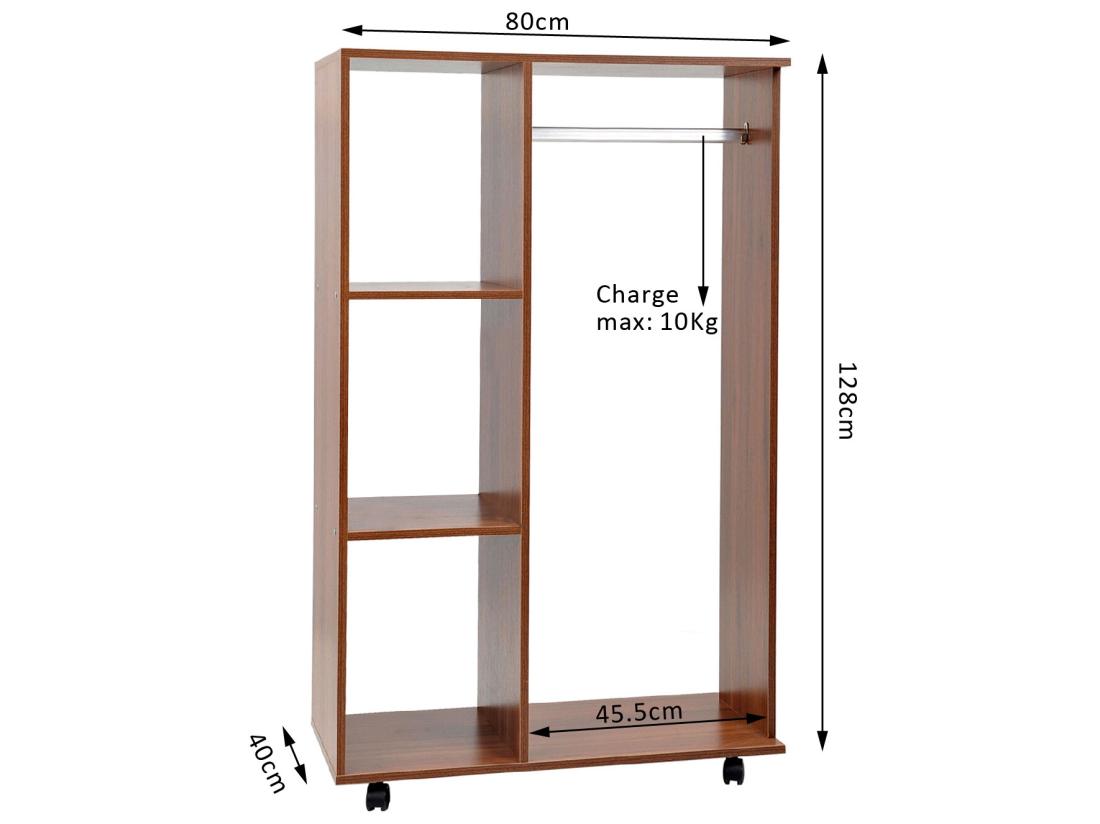 Vente Unique Armoire Penderie Armoire De Rangement Mobile Panneaux De Particules Coloris Chêne Moyen