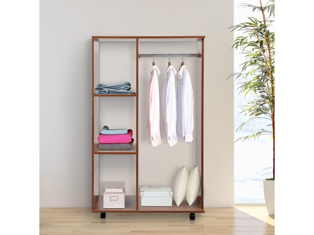 Vente Unique Armoire Penderie Armoire De Rangement Mobile Panneaux De Particules Coloris Chêne Moyen