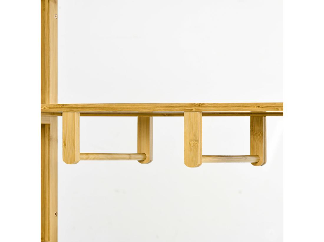 Vente Unique Armoire Penderie En Bambou - 2 Portes Coulissantes 7 étagères 2 Barres - Dim. 145L X 35l X 165Hcm