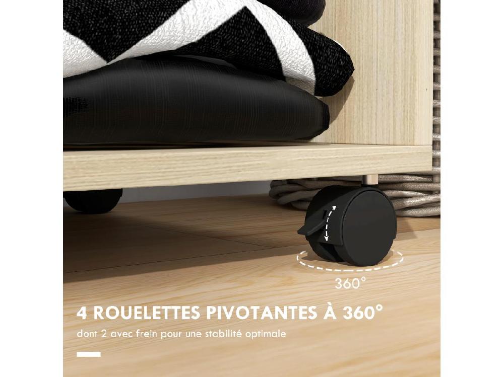 Vente Unique Armoire Penderie étagère 2 Niches Penderie 4 Roulettes Pivotantes Dim. 60L X 40l X 128H Cm Coloris Chêne Clair