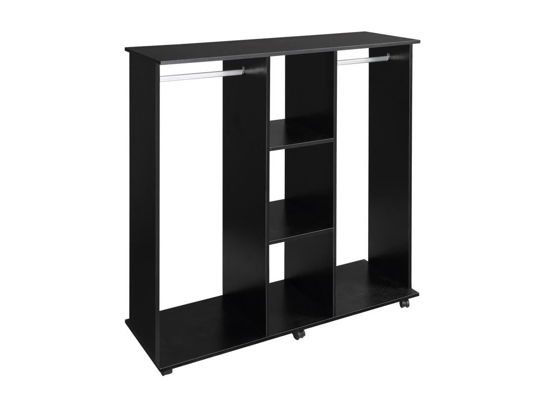 Vente Unique Armoire Penderie Meuble De Rangement Mobile 6 Roulettes 120L X 40l X 128H Cm Panneaux De Particules Aspect Bois Noir