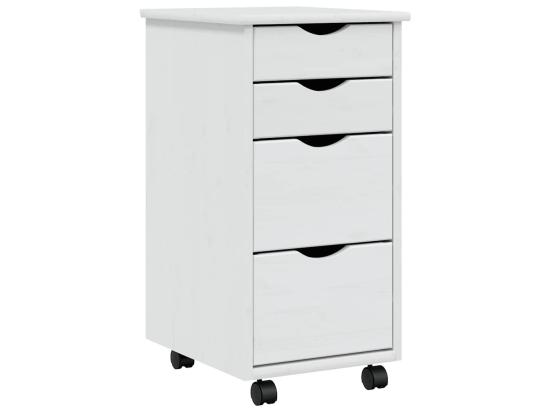 Vente Unique Armoire Roulante Avec Tiroirs MOSS Blanc Bois De Pin Solide
