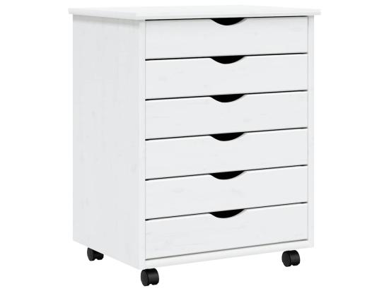 Vente Unique Armoire Roulante Avec Tiroirs MOSS Blanc Bois De Pin Solide