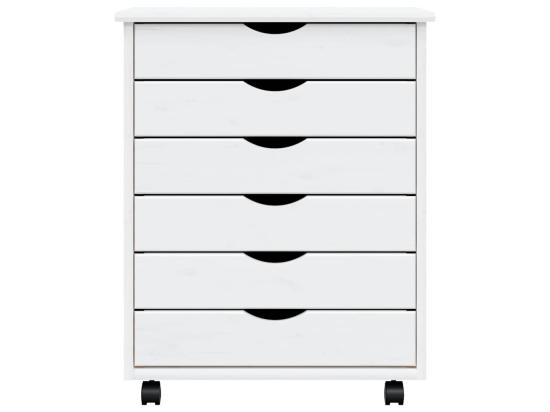 Vente Unique Armoire Roulante Avec Tiroirs MOSS Blanc Bois De Pin Solide
