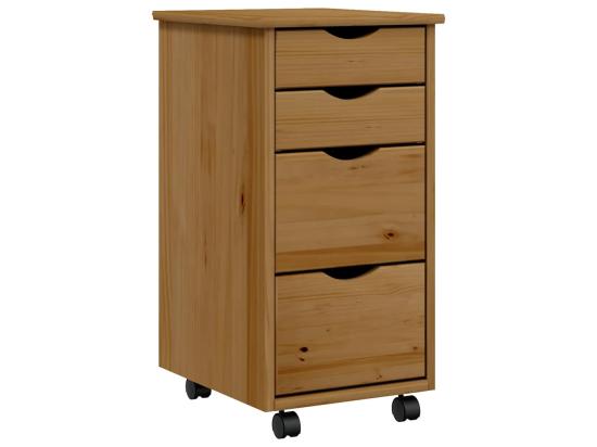 Vente Unique Armoire Roulante Avec Tiroirs MOSS Bois De Pin Marron Miel