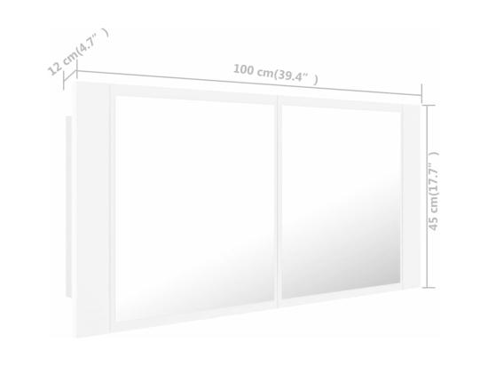 Vente Unique Armoire Salle De Bain à Miroir LED Blanc 100x12x45 Cm Acrylique