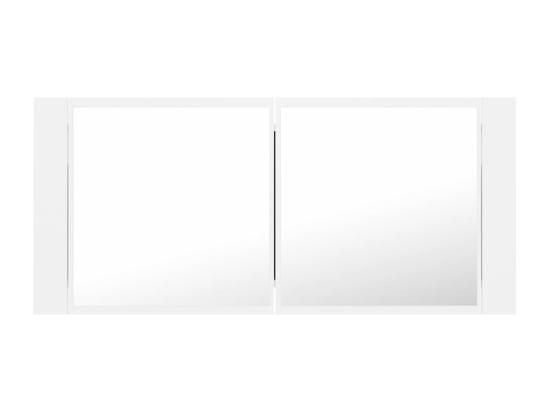 Vente Unique Armoire Salle De Bain à Miroir LED Blanc 100x12x45 Cm Acrylique