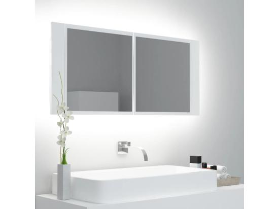 vente unique Armoire salle de bain à miroir LED Blanc 100x12x45 cm Acrylique