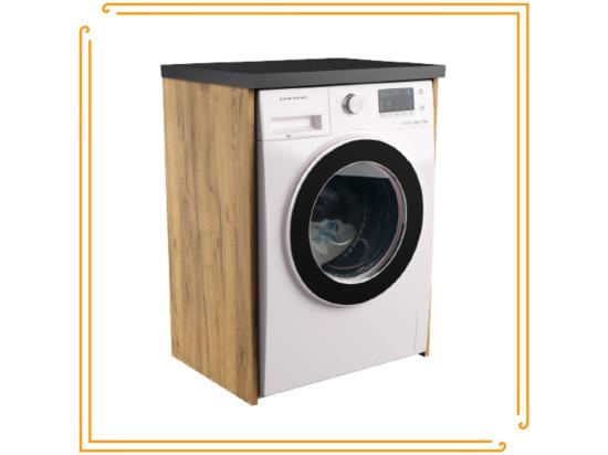 Vente Unique Armoire Salle De Bain Au-dessus De La Machine à Laver Sèche-Linge Colonne Étagère Intégrée Appareils Électroménagers Chêne Craft