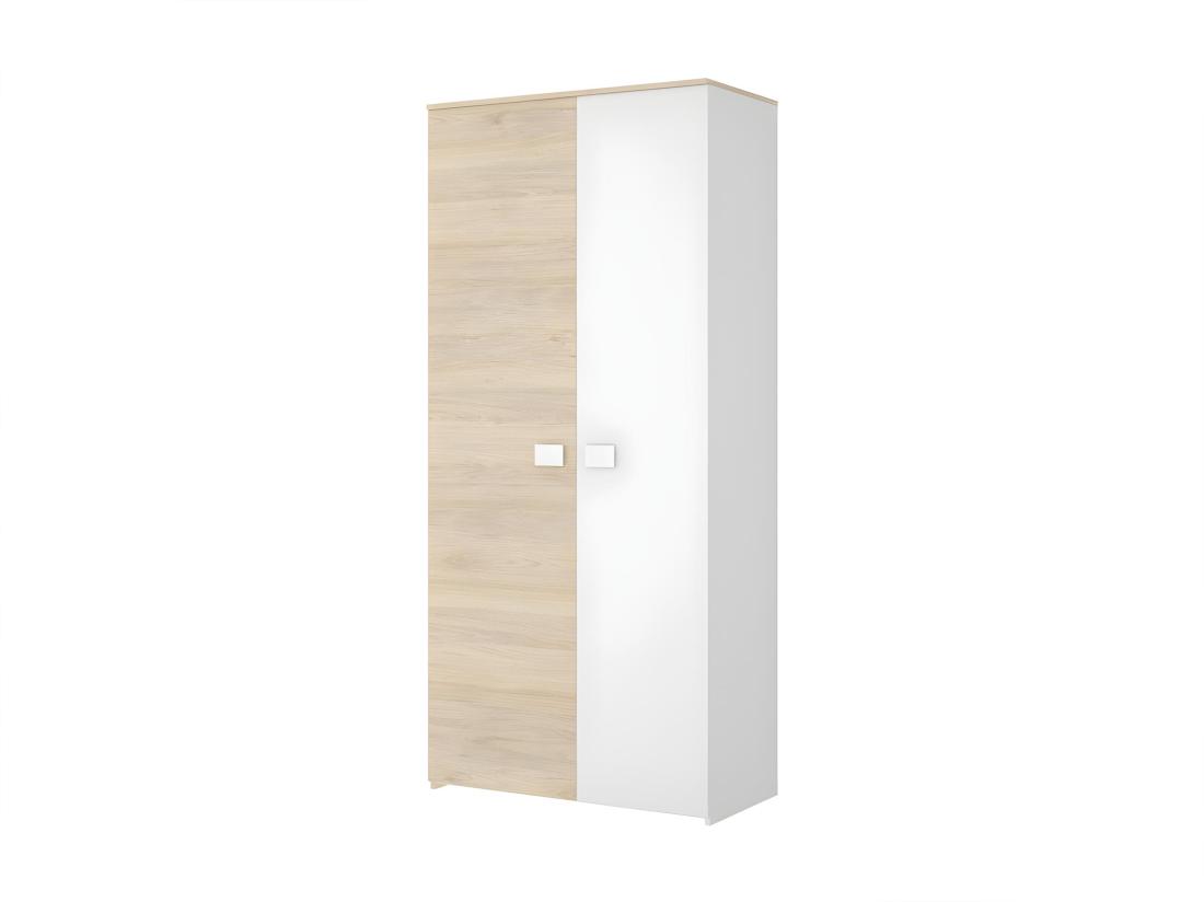 Vente Unique Armoire SONIA - 2 Portes - L90cm - Coloris : Chêne Et Blanc