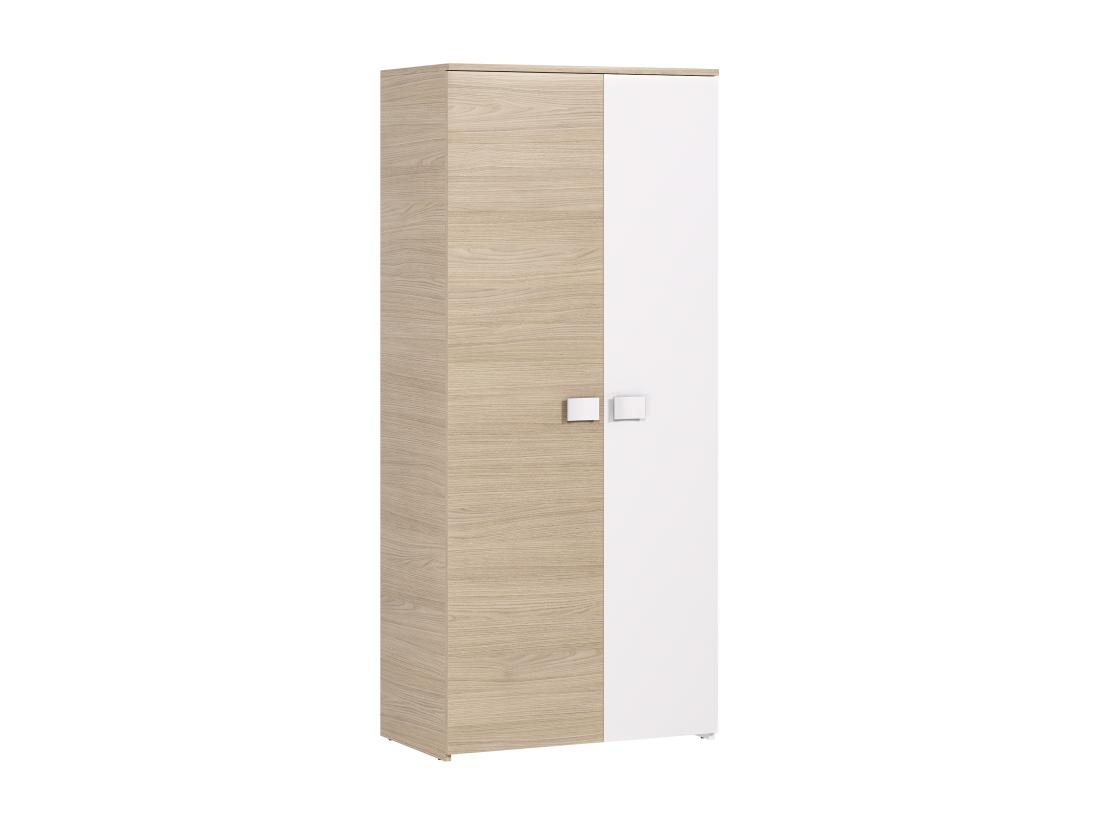 Vente Unique Armoire SONIA - 2 Portes - L90cm - Coloris : Chêne Et Blanc