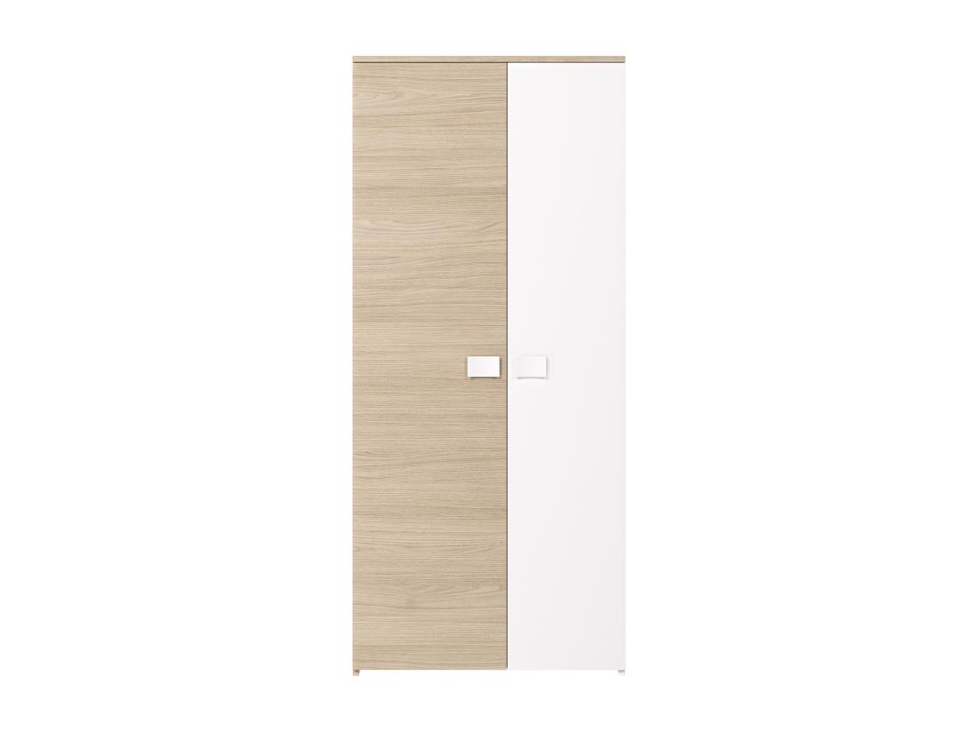 Vente Unique Armoire SONIA - 2 Portes - L90cm - Coloris : Chêne Et Blanc