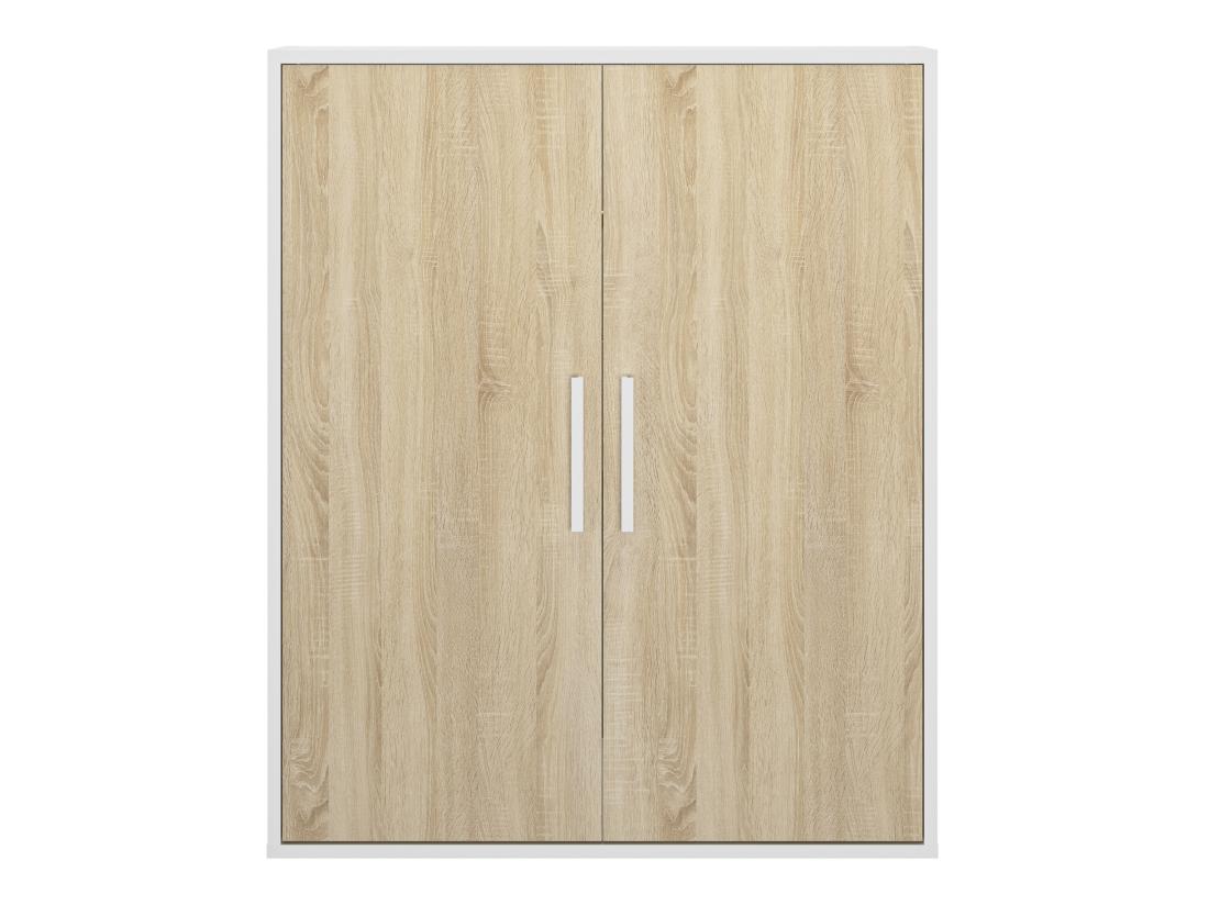 Vente Unique Armoire Sous Pente 2 Portes - Blanc Et Naturel - ADEZIO