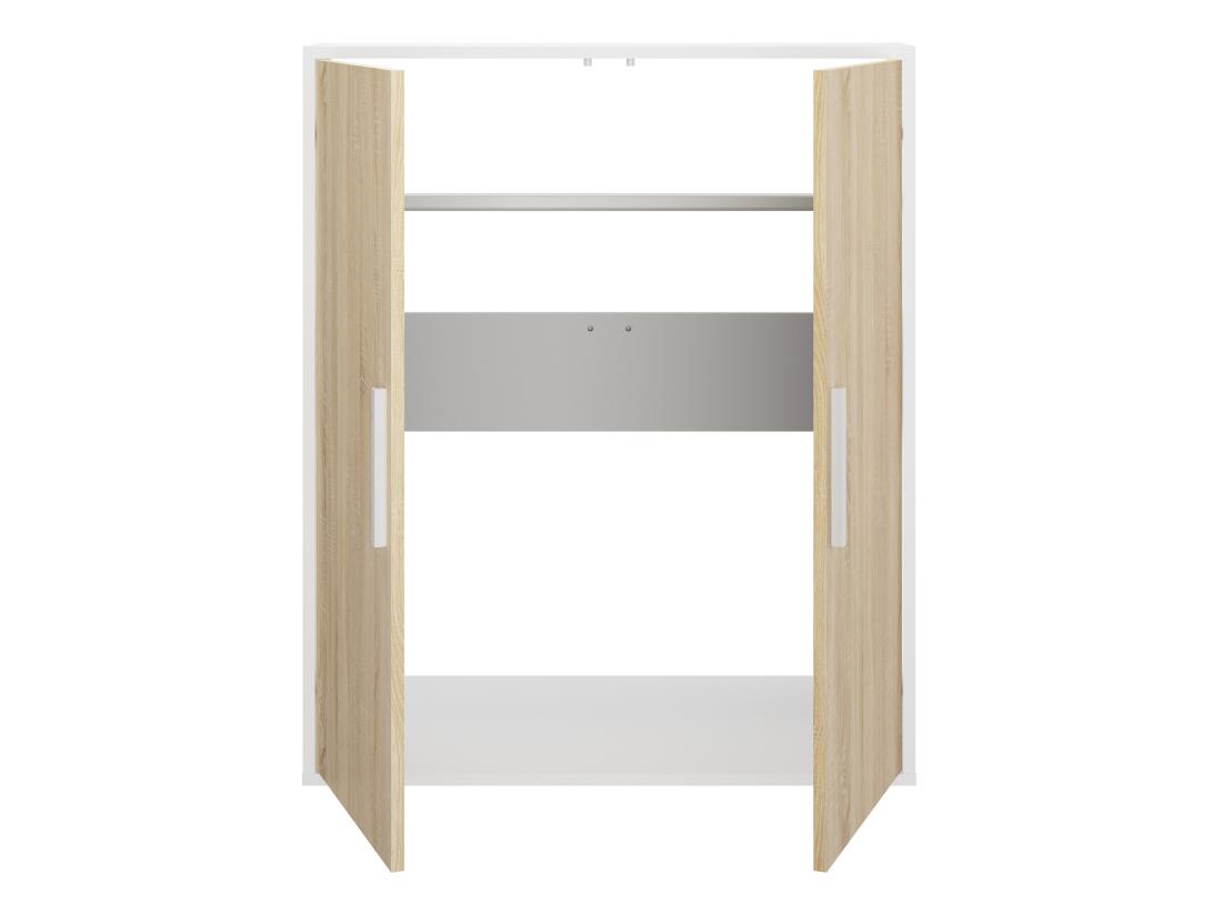Vente Unique Armoire Sous Pente 2 Portes - Blanc Et Naturel - ADEZIO