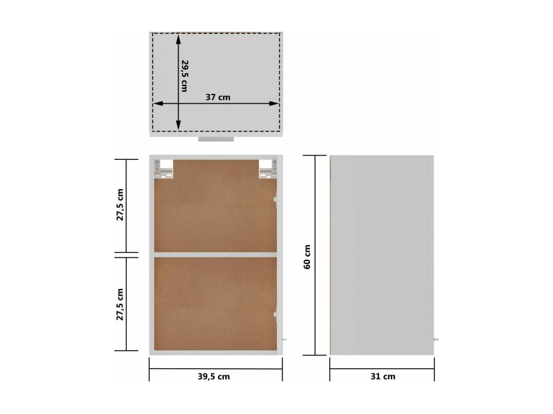 Vente Unique Armoire Suspendue "Lyon" Blanc Brillant 39 5x31x60cm